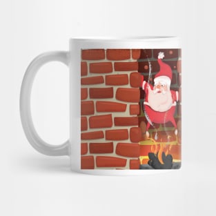 Santa Stuck up a chimney Mug